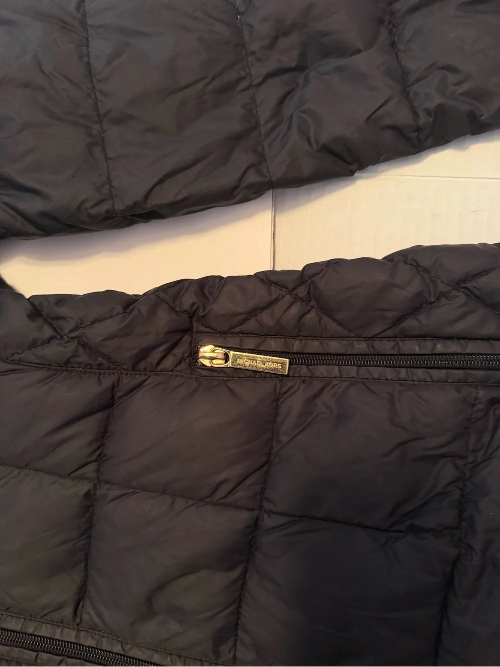 Michael Kors Black Hooded Quilted Long Puffer Coat